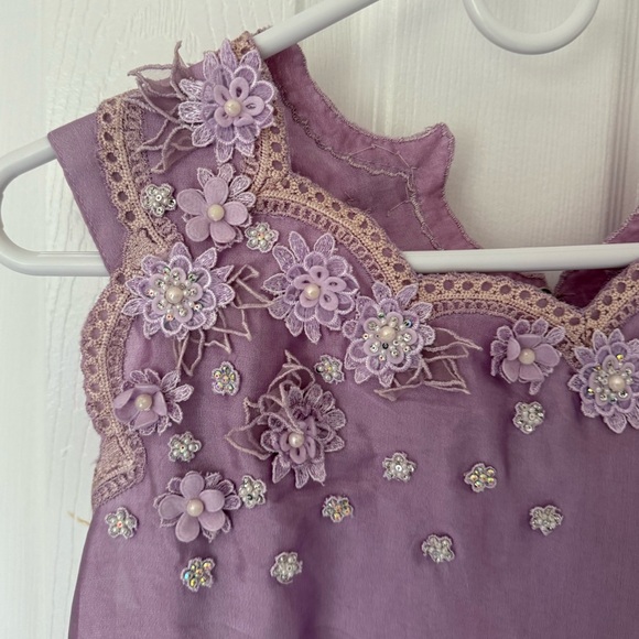 Farah talib Aziz purple silk shirt with pants and dupatta , suit - Picture 3 of 6